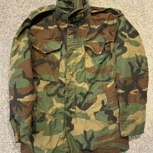 US Military M65 Field Jacket Mens Small Regular Woodland Camo Cold Weather Coat